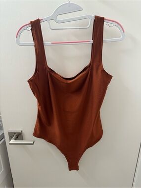 Mind Code Rust Brown Scoop Neck Bodysuit